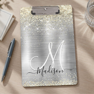 Chic brushed Metal silberne Imitate Glitzer Klemmbrett