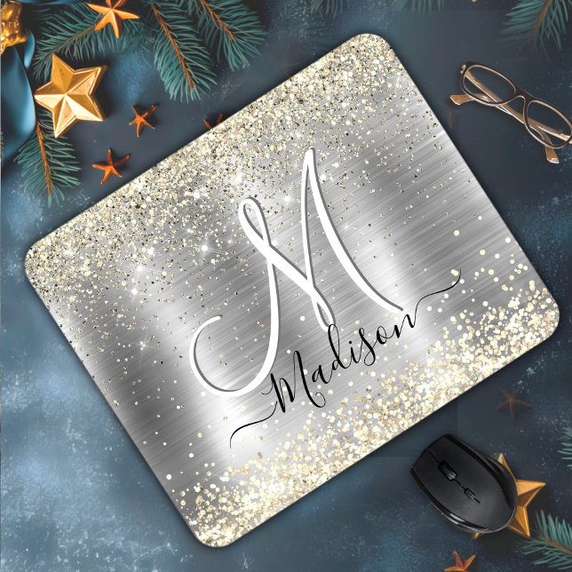 Chic brushed Metal silberne Imitate Glitzer Mousepad (Von Creator hochgeladen)
