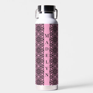 Chic Bubblegum Pink & Black Geometric Muster Trinkflasche