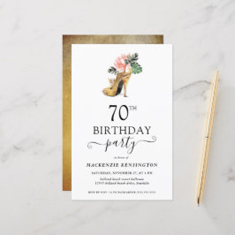 Chic Budget Floral Gold High Heels 70. Geburtstag