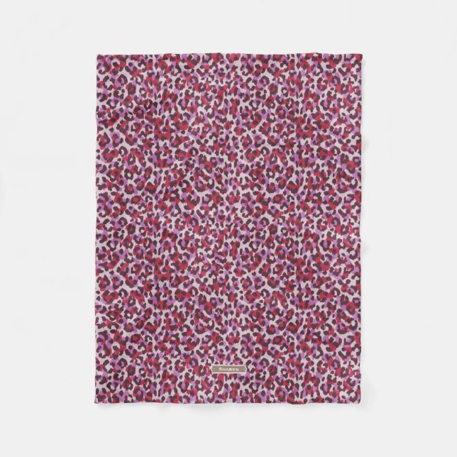 Chic buntes rotes lila Cheetah-Druckmuster Fleecedecke (Vorderseite)