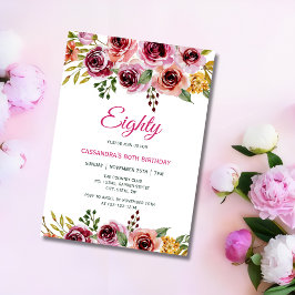 Chic Burgund Lila Rose Grüne Geburtstag Einladung