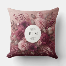 Chic Burgund und Blush Pink Glitzer Mit Monogramm Kissen
