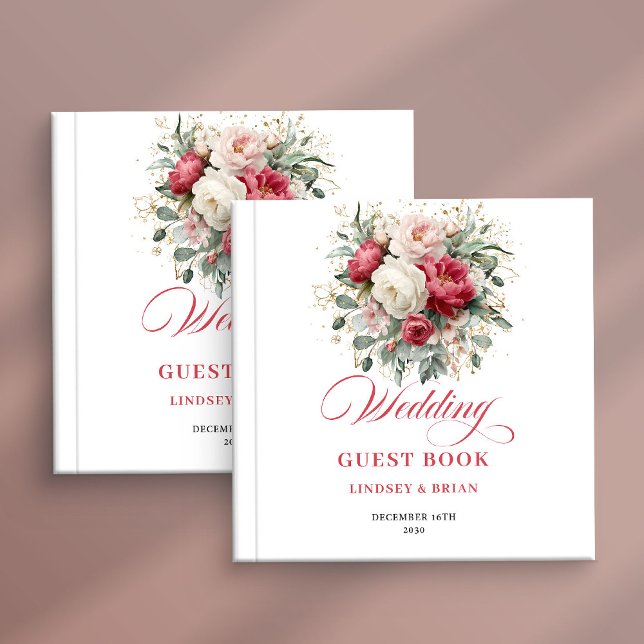 Chic Burgunder-Rot-Blush-Boho-Hochzeitsgästebuch Gästebuch (Chic Burgundy Blush Boho Wedding Guest Book)