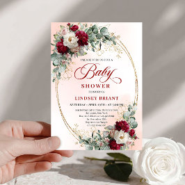 Chic Burgundy and Gold Boho Baby Shower Invite Einladung
