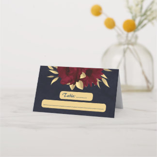 Chic burgundy and gold Marine Platzkarte