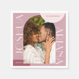 Chic Burgundy Arch Foto Wedding Serviette