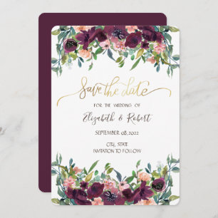 Chic Burgundy Blume Save the Date