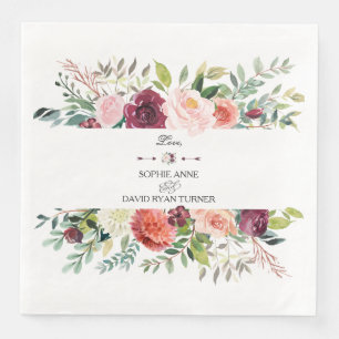 Chic Burgundy Blush Elfenbeinblumenzeremonie Serviette