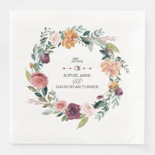 Chic Burgundy Blush Elfenbeinblumenzeremonie Serviette