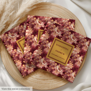 Chic Burgundy Blush Gold Wedding Cloud Napkins Serviette