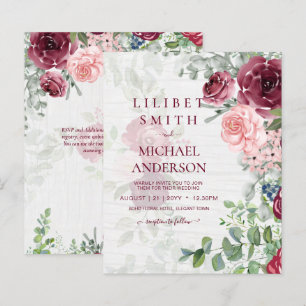 Chic Burgundy Blush Pink Blumengrün Hochzeit