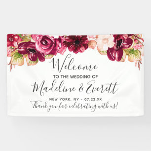 Chic Burgundy & Blush Pink Blumenzwiebeln Willkomm Banner
