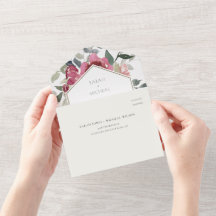 CHIC BURGUNDY BLUSH ROSE FLORAL WATERCOLOR WEDD