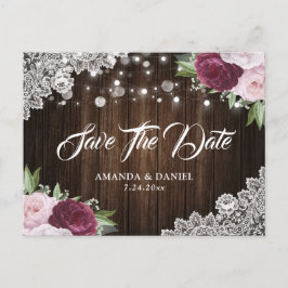 Chic Burgundy Blush Save the Date Postkarten
