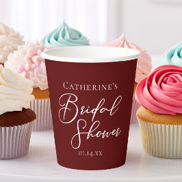 Chic Burgundy Brautparty Personalisiert Pappbecher