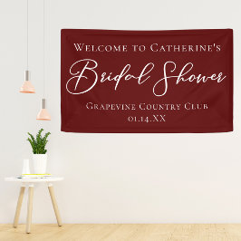 Chic Burgundy Brautparty Personalisiert Willkommen Banner