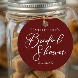 Chic Burgundy Brautparty Personalisiertes Party Geschenkanhänger