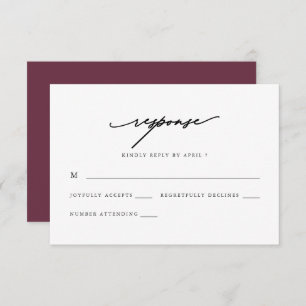 Chic Burgundy Calligraphy Wedding Rsvp Response
