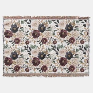 Chic Burgundy Cream Floral Decke