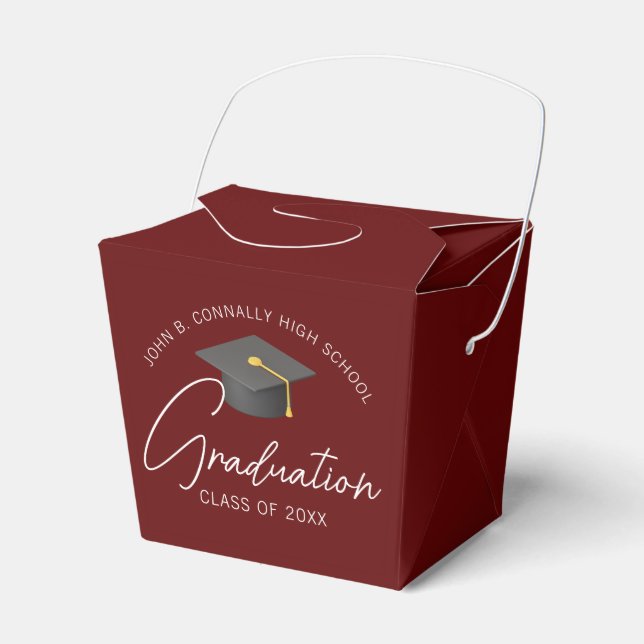Chic Burgundy Custom Graduation Party Fortune Geschenkschachtel (Vorderseite)