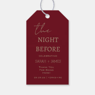 Chic Burgundy die Nacht vor Hochzeit Vielen Dank Geschenkanhänger
