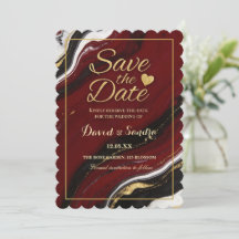 Chic Burgundy Gold Agate Marble Modern Wedding 