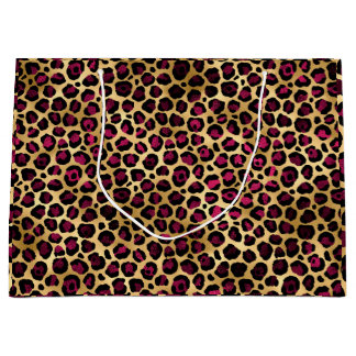 Chic Burgundy Gold Cheetah Große Geschenktüte