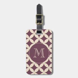 Chic Burgundy Ivory Geometric Pattern Monogram Gepäckanhänger