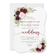 Chic Burgundy Marsala Floral Gold Wedding