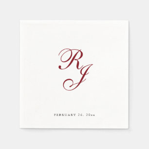 Chic Burgundy Monogram Wedding Napkins Serviette