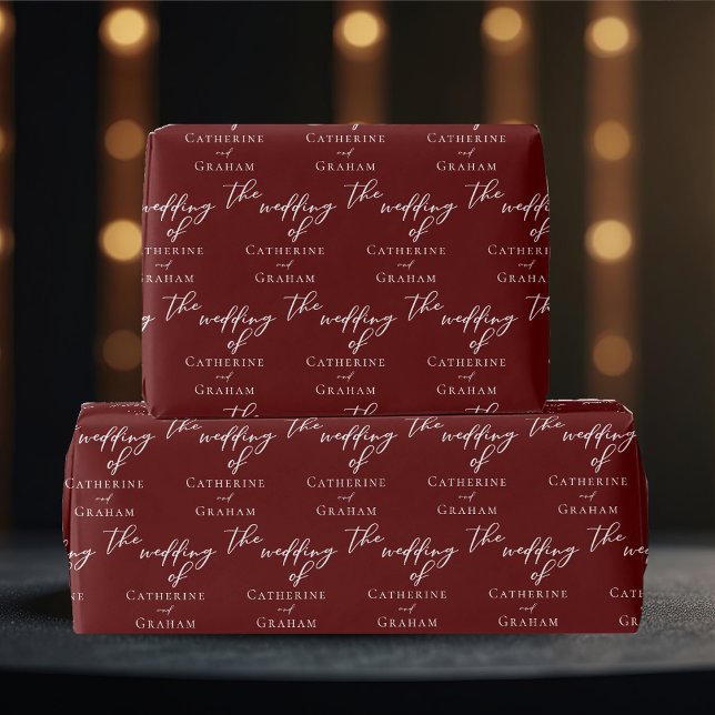Chic Burgundy Personalisiert Typografy Wedding Geschenkpapier (Von Creator hochgeladen)