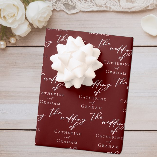 Chic Burgundy Personalisiert Wedding Geschenkpapier Set (Von Creator hochgeladen)