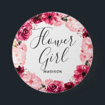 Chic Burgundy & Pink Blumengarten Button<br><div class="desc">Chic Burgundy Green & Blush Pink Aquarell Blumenreath Wedding Monogram Summer oder Spring Blumen mit Watercolor Grün,  Moderne und Script Schriftart,  und elegantes Blumendesign. Trendy und Chic Wedding Flower Girl Knopf! ~ Karo mein Shop zu sehen,  die gesamte Hochzeitssuite für dieses Design!</div>