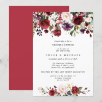 Chic Burgundy Red Floral Post Wedding Brunch