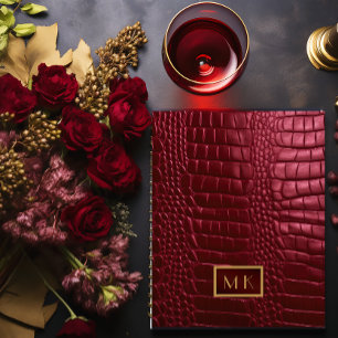 Chic Burgundy Red Imitats Crocodile Business Planer
