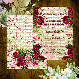 Chic Burgundy Red Rustic Rose Personalisiert Einladung