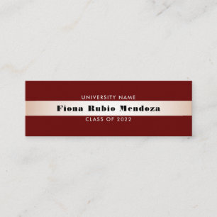 Chic Burgundy Rose Gold Abschluss Name Beilage Mini Visitenkarte