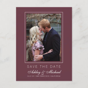 Chic Burgundy Save the Date Verlobung Foto Ankündigungspostkarte