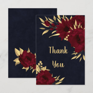 Chic burgundy und Gold Marine danke Ihnen Karte