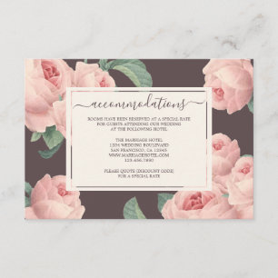 Chic Burgundy Vintag Pink Rose Blumenhochzeit Begleitkarte