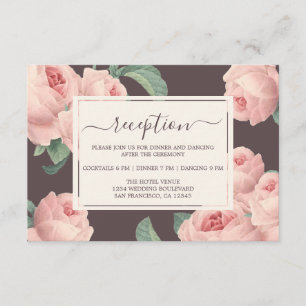 Chic Burgundy Vintag Pink Rose Blumenhochzeit Begleitkarte