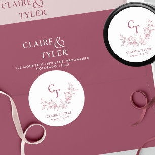 Chic Burgundy Wedding Umschlag Aufkleber / Gefalle