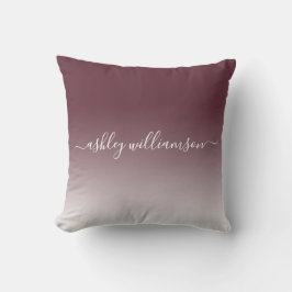 Chic Burgundy White Ombre Effect Monogram Name Kissen