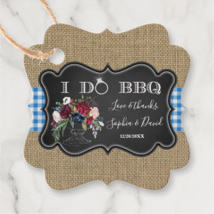 Chic Burlap Gingham und Chalk I DO GRILLEN Geschenkanhänger
