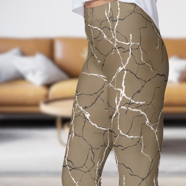 Chic Burlywood und Schwarz-weißes Fracture-Muster Leggings (Chic Burlywood and Black White Fracture Pattern Leggings)