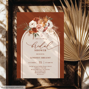 Chic Burnt Orange Pampas Grass Boho Brautparty Einladung