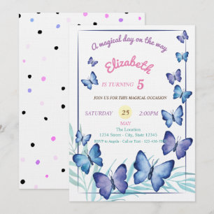 Chic Butterflies Polka Dots Geburtstag Einladung