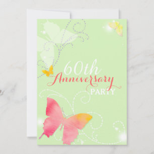 Chic Butterfly Party zum 60. Hochzeitstag Einladung