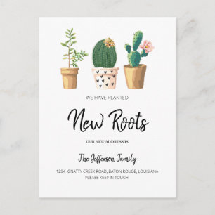 Chic Cactus Planted New Roots Moved Moving Ankündigungspostkarte